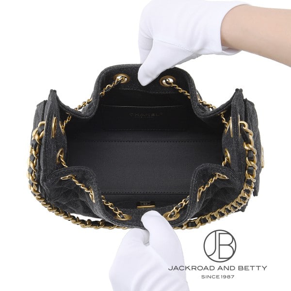 CHANEL 25 ミニ ハンドバッグ ブラックデニム 黒[AS5631 B20520 U0725