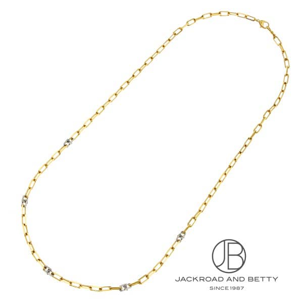 K18 PT850 コンビ カット アズキ チェーン ネックレス 14g 50cm[] K18