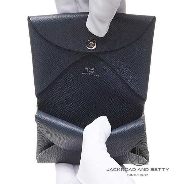 ⭐︎新品・未使用⭐︎ HERMES エルメス　カルヴィデュオ　ブルーネイビー エルメス カルヴィ デュオ ブルーネイビー ヴォーエプソン シルバー