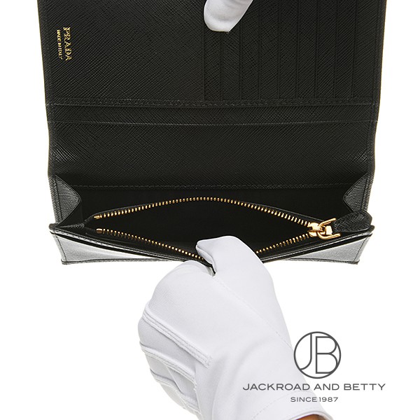 PRADA ブラック 二つ折り財布 パース付きサフィアーノレザーウォレット PRADA プラダ 二つ折り財布 1MV204 2DYG レディース サフィアーノ
