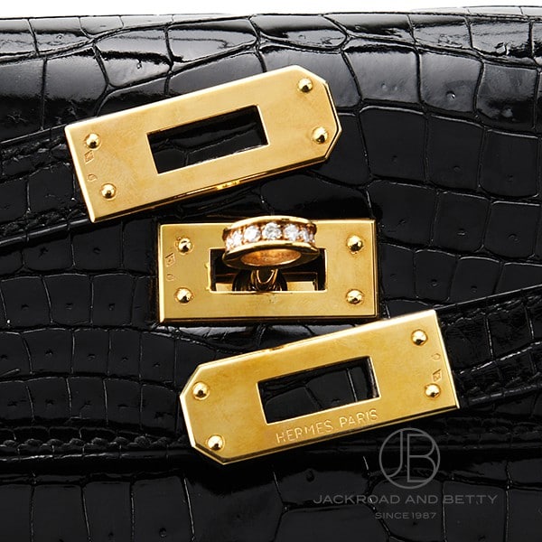 Kelly様 5苗 Mini Kelly 20 Porosus Crocodile Noir in Black [] Mini Kelly 20