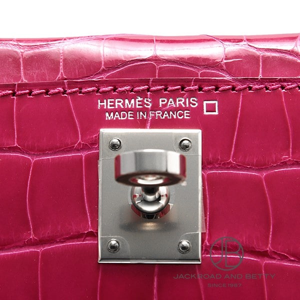 ミニケリー2 外縫い アリゲーターシャイニー クロコダイル ローズ