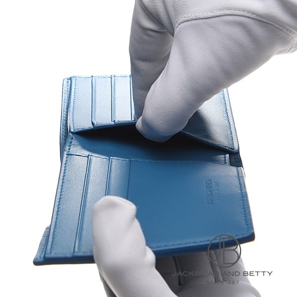 カセット 二つ折り ウォレット ディープパシフィック ブルー 青[743004