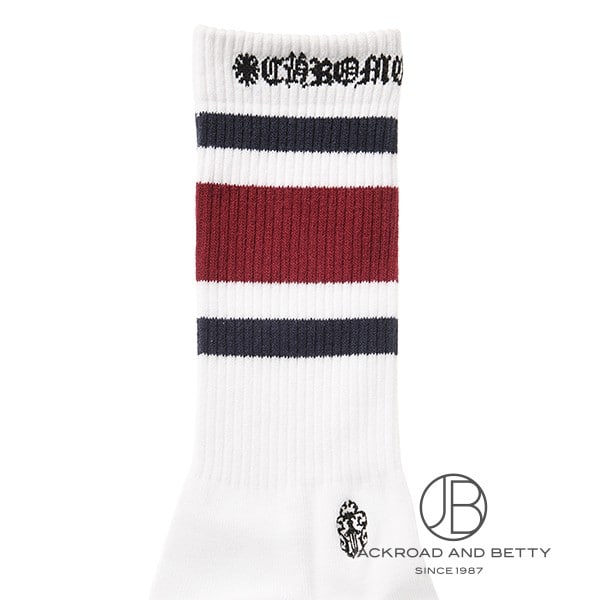 クロムハーツ ボーダー クロス ロゴ靴下 Mサイズ　組み合わせ25cm-27cm CH ロゴソックス M[] CH Logo Socks | クロムハーツ 新品 バッグ/財布/小物