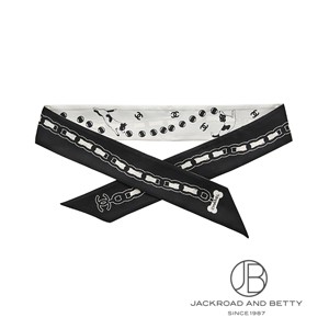新品未使用CHANEL シャネル  ロゴスカーフ シルク ツイル  ヘアバンド シルク ツイル ヘアバンド スカーフ ブラック 黒[] Hairband