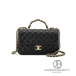 2.5万 ともリッチ サブバッグ CHANEL系　ハンドル　Black 43cm トップハンドル ミニ フラップ バッグ、ラムスキン、ブラック