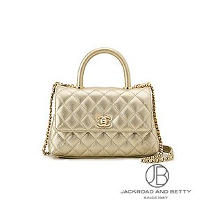 マトラッセ ココハンドル 24 トップハンドル フラップ バッグ ゴールド