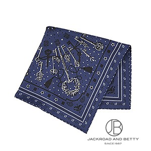 シルクバンダナ プリュムティ レ・クレ マリン ネイビー 紺[] Silk