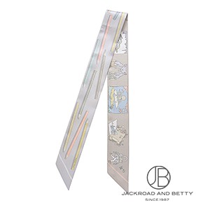 HERMES ツイリー A Vos Crayons et Carre Libre Twilly 直営店 ツイリー さあ色鉛筆を出して！/カレ・リブレ グレー[H064221S