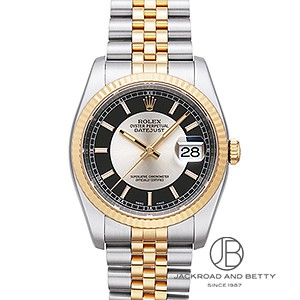 ROLEX 自動巻き 時計 シルバー/ブラック ロレックス/デイトジャスト/ブラックミラーダイヤル/SS/クロノ