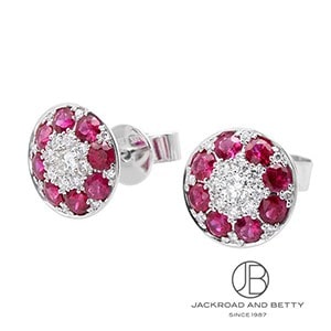 ルビー×ダイヤモンド　ピアス 天然 ルビー ダイヤ ピアス0.78ct k18 f