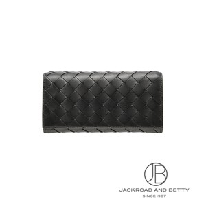 BOTTEGA VENETA イントレチャート flap ウォレット ブラックイントレチャート ラージ フラップウォレット| Bottega