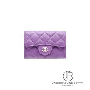 上品なデザイン【CHANEL】カードケース CCロゴ パープル 大人可愛い上品なカラー♡【CHANEL】CCロゴカードケース